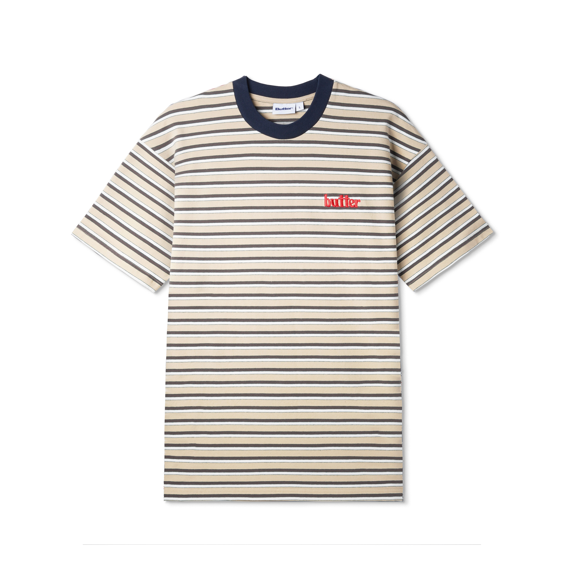 Buttergoods Thomas Stripe Tee - tan/ brown/ white