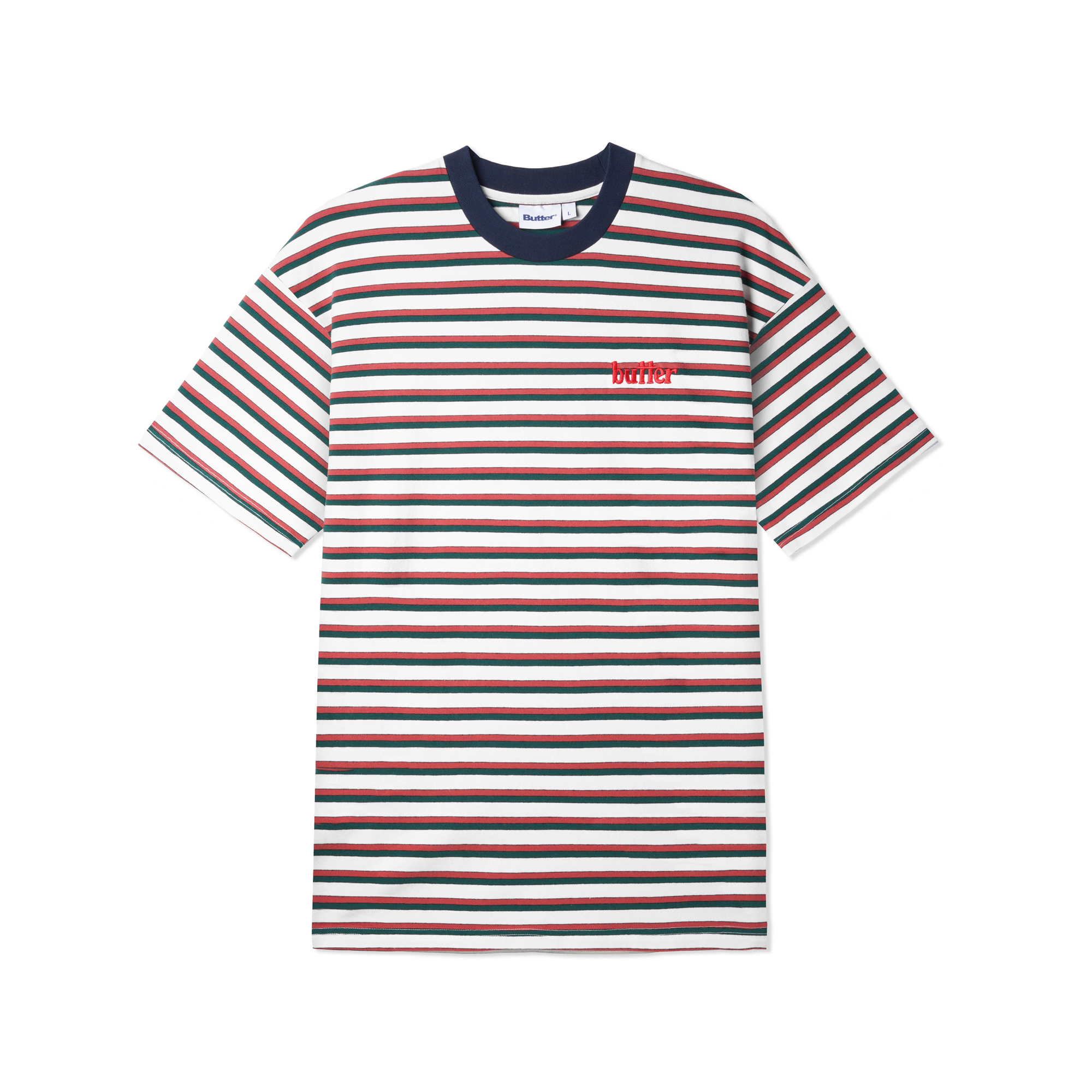 Buttergoods Thomas Stripe Tee - white/ red/ forest