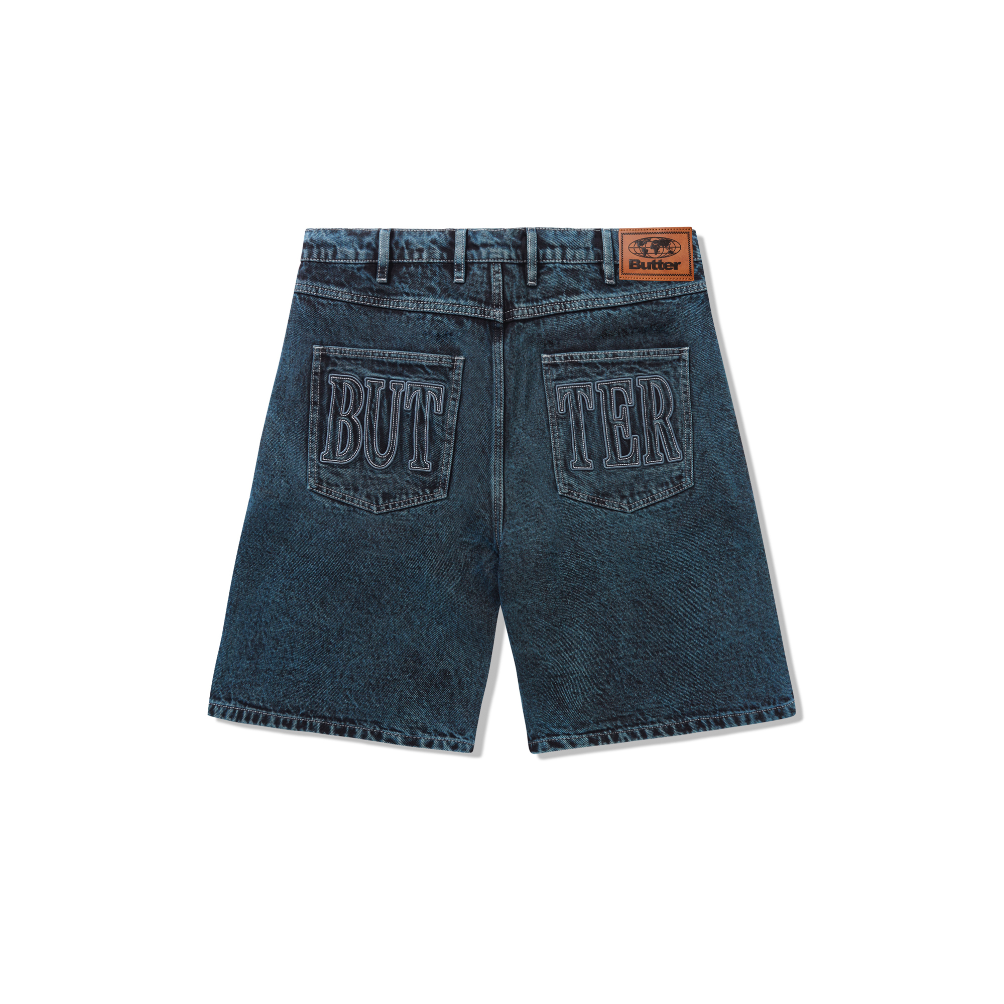 Buttergoods Applique Denim Shorts - acid indigo