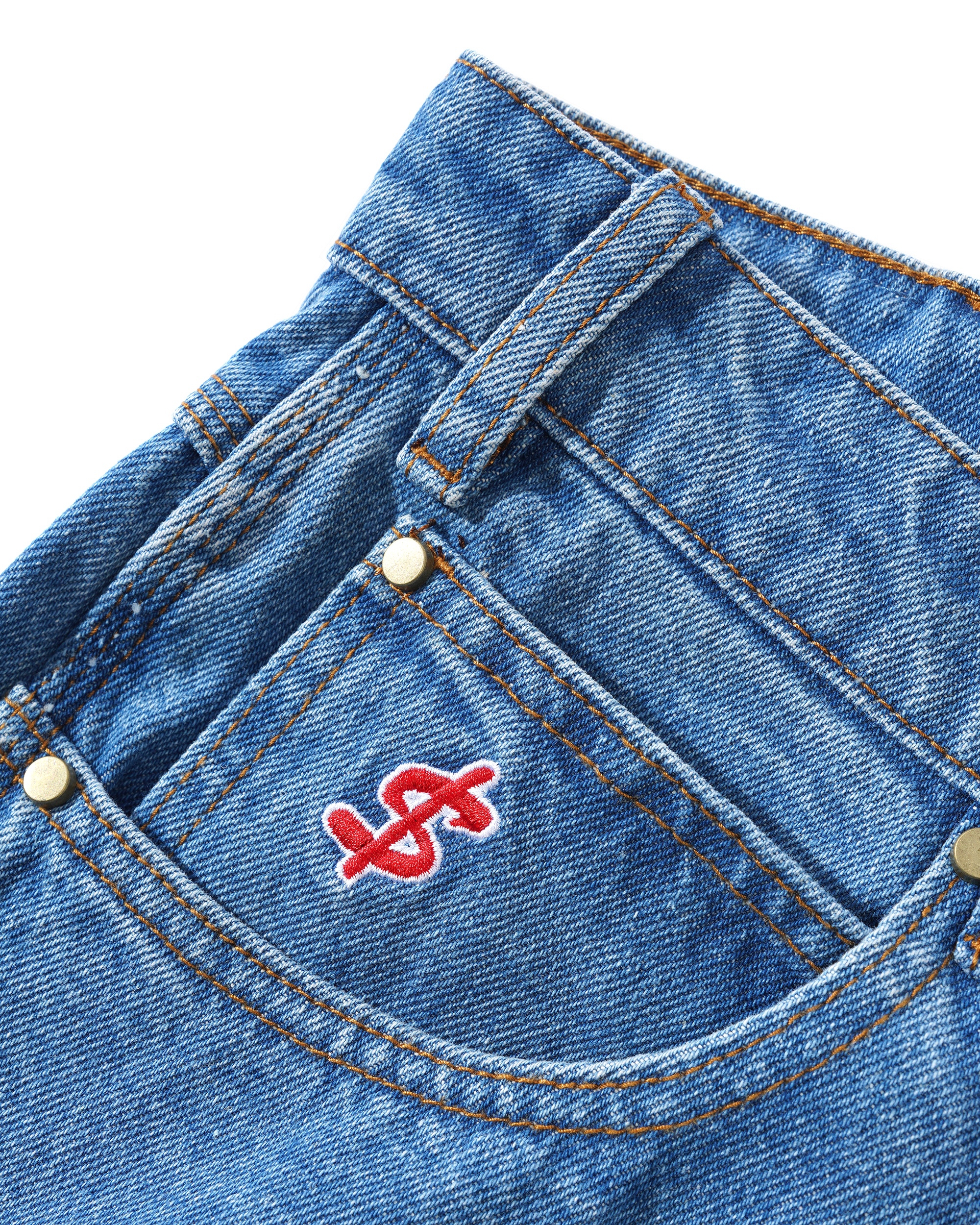 Cash Only Logo Baggy Denim Jeans - washed indigo – Bild 5