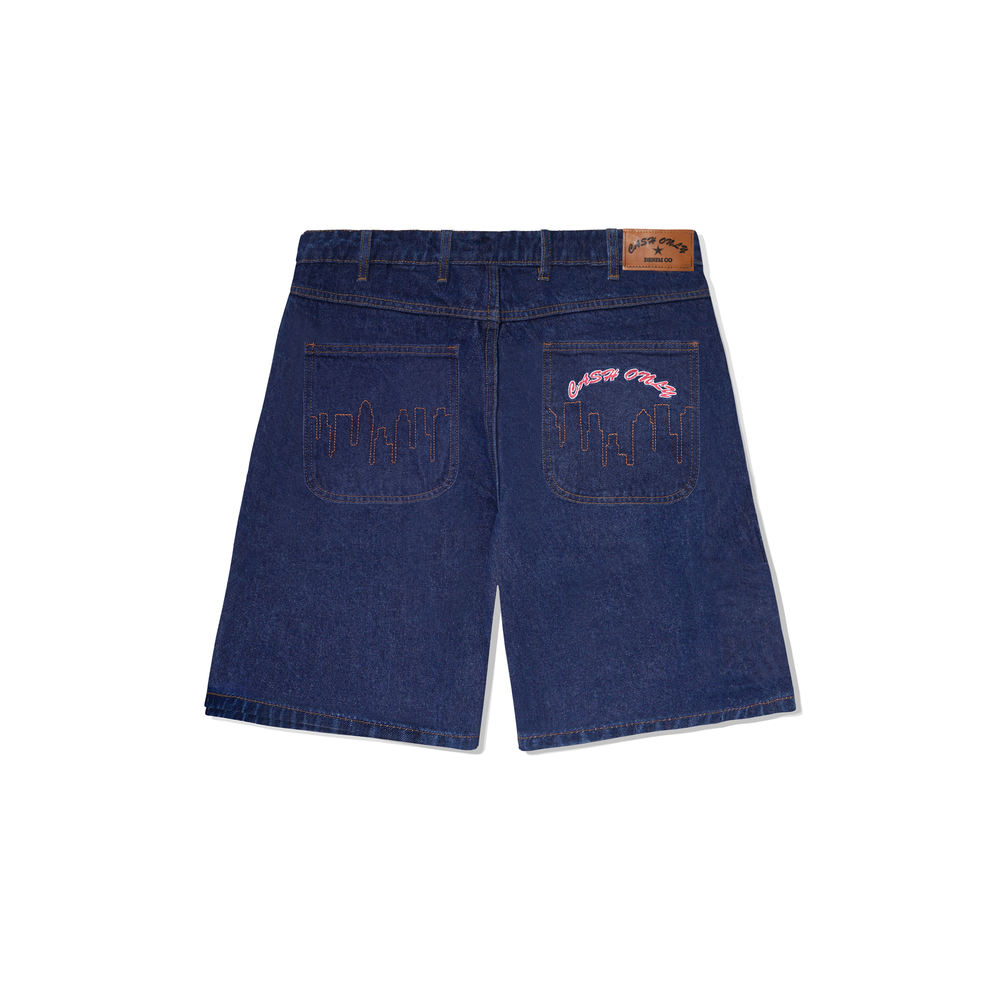 Cash Only Logo Denim Shorts - raw indigo