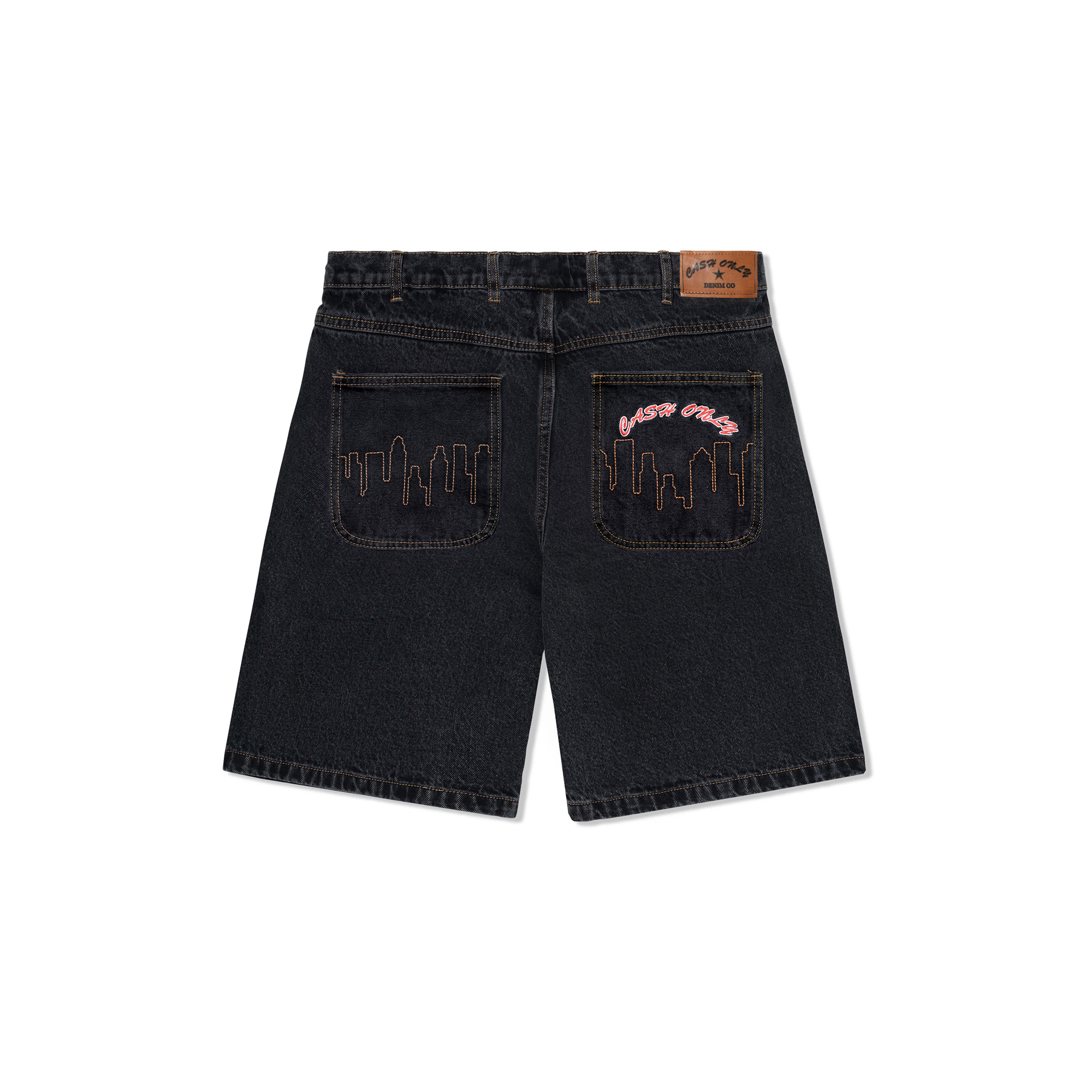 Cash Only Logo Denim Shorts - washed black
