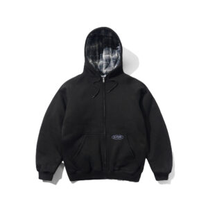 Buttergoods Plaid Lined Zip Thru Hood - black